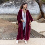 Rust Velvet Kimono: Plus Size Cotton Boho Duster - Harper Jade