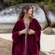 Rust Velvet Kimono: Plus Size Cotton Boho Duster - Harper Jade - Image 4