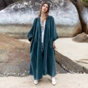Harper Jade Velvet Kimono: Plus Size Boho Maxi Coat