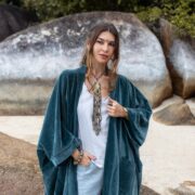 Harper Jade Velvet Kimono: Plus Size Boho Maxi Coat - Image 4