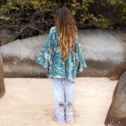 Bluebird Magnolia Velvet Kimono Duster | Plus Size Boho Floral Robe Jacket – Mei by ZinniaPearl - Image 3