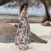 Floral Cotton Velvet Kimono: Boho Maxi Duster Coat - Harper Jade - Image 2
