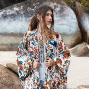 Floral Cotton Velvet Kimono: Boho Maxi Duster Coat - Harper Jade - Image 4