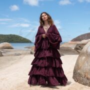 Boho Raw Cotton Ruffled Kimono Duster - Festival Wedding Photoshoot - Bali