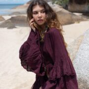 Boho Raw Cotton Ruffled Kimono Duster - Festival Wedding Photoshoot - Bali - Image 6