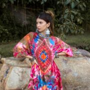 Handmade Rainbow Tie-Dye Tunic Dress: Boho Festival Cotton - Sylvie - Image 4