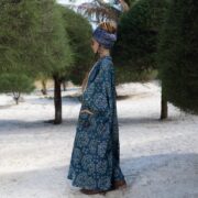 Handcrafted Quilted Cotton Kimono: Oversized Boho Indigo Duster - Tsubaki - Image 2