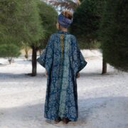Handcrafted Quilted Cotton Kimono: Oversized Boho Indigo Duster - Tsubaki - Image 3