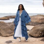 Boho Ruffled Raw Cotton Kimono Duster - Plus Size Bali Festival Wear - Bali