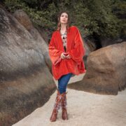 Handcrafted Cotton Velvet Kimono Jacket: Boho Chic Style - Mei