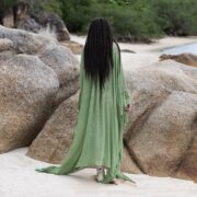 Plus Size Cotton Kaftan Dress: Fern Breeze Boho Beach Cover-Up - Ondine - Image 3