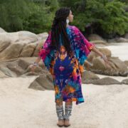 Tie-Dye Tunic Dress: Handcrafted Jersey Cotton Kaftan with Ruffle Details - Mystic - Image 3