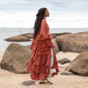 Ruffled Raw Cotton Kimono: Boho Festival Duster - Bali - Image 2