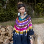 Handmade Tie-Dye Cotton Tunic: Boho Rainbow Kaftan Dress - Cleo - Image 4