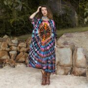Handmade Tie-Dye Tunic Dress: Rainbow Boho Cotton Flare - Sylvie