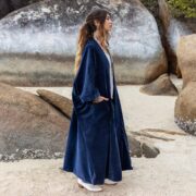 Sapphire Blue Velvet Kimono: Bohemian Maxi Duster Jacket - Harper Jade - Image 2