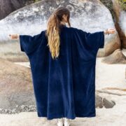 Sapphire Blue Velvet Kimono: Bohemian Maxi Duster Jacket - Harper Jade - Image 3