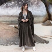 Plus Size Velvet Kimono Duster: Boho Chic Antique Moss Wrap - Harper Jade
