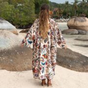 Velvet Kimono Duster: Floral Boho Maxi Coat, Plus Size - Mai - Image 3