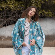 Bluebird Magnolia Velvet Kimono Duster | Plus Size Boho Floral Robe Jacket – Mei by ZinniaPearl - Image 4