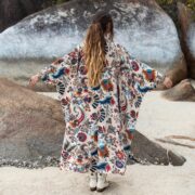 Floral Cotton Velvet Kimono: Boho Maxi Duster Coat - Harper Jade - Image 3