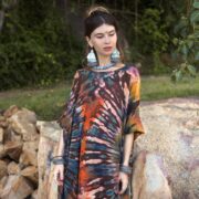 Handmade Tie-Dye Tunic Dress: Rainbow Boho Cotton Long Sleeve Sylvie - Image 4