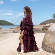 Boho Raw Cotton Ruffled Kimono Duster - Festival Wedding Photoshoot - Bali - Image 2