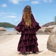 Boho Raw Cotton Ruffled Kimono Duster - Festival Wedding Photoshoot - Bali - Image 3