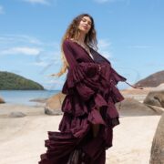 Boho Raw Cotton Ruffled Kimono Duster - Festival Wedding Photoshoot - Bali - Image 4