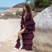 Boho Raw Cotton Ruffled Kimono Duster - Festival Wedding Photoshoot - Bali - Image 5