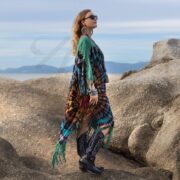 Tie-Dye Fringe Tunic Dress: Boho Festival Kaftan, Plus Size - Arlo - Image 2