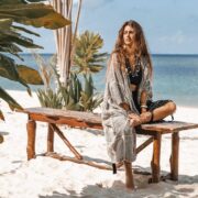 Isa Handmade Crochet Embroidered Cotton Kimono Duster – Boho Resort Wear | ZinniaPearl