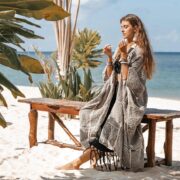 Isa Handmade Crochet Embroidered Cotton Kimono Duster – Boho Resort Wear | ZinniaPearl - Image 2