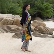Handcrafted Tie-Dye Tunic Dress: Boho Kaftan with Ruffled Sleeves - Mystic - Image 2