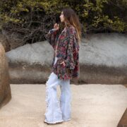 Handmade Cotton Velvet Kimono: Boho Chic Jacket, Plus Size - Mei - Image 2