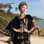 Tie-Dye Cotton Poncho Dress: Boho Fringe Festival Cover-Up - Arlo - Image 4
