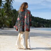 Plus Size Velvet Kimono Jacket: Floral Boho Duster, Handmade - Mei - Image 3