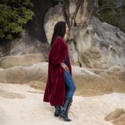 Velvet Kimono: Plus Size Cotton Velvet Duster, Heritage Charm - Harper Jade - Image 2