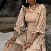 Plus Size Boho Wedding Dress: Mocha Cotton Ruffle Elopement Gown - Isabella - Image 7
