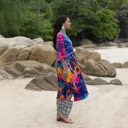 Tie-Dye Tunic Dress: Handcrafted Jersey Cotton Kaftan with Ruffle Details - Mystic - Image 2