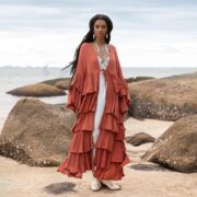 Ruffled Raw Cotton Kimono: Boho Festival Duster - Bali