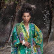 Plus-Size Ember Silk Kimono: Vibrant Patchwork Quilted Boho Robe - Image 4