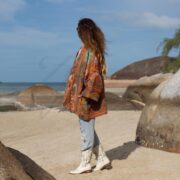 Embroidered Cotton Kimono Jacket: Plus Size Boho Floral Coat - Mari - Image 2