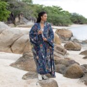 Handcrafted Cotton Canvas Kimono Duster: Celestial Patchwork, Plus Size - Kosmos