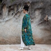 Hand-Tie Dye Kimono Duster: Plus Size Boho Festival Wear - Aurora - Image 3