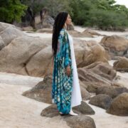Hand-Dyed Tie Dye Kimono Robe: Plus Size Sapphire Boho Duster - Aurora - Image 2