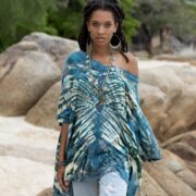 Bohemian Tiedye Plus-Size Tee: Handcrafted Cotton V-Neck - Ninive - Image 4