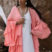 Plus Size Ruffled Raw Cotton Kimono: Boho Festival Duster - Bali - Image 6