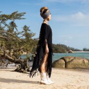 Tie-Dye Cotton Poncho Dress: Boho Fringe Festival Cover-Up - Arlo - Image 2