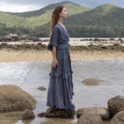 Plus Size Raw Cotton Wedding Dress: Ruffled Sleeves, Flowy A-Line - Beata - Image 2